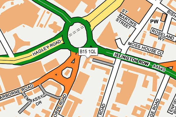 B15 1QL map - OS OpenMap – Local (Ordnance Survey)