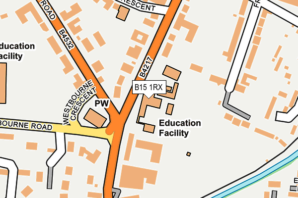 B15 1RX map - OS OpenMap – Local (Ordnance Survey)