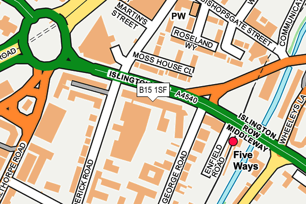 B15 1SF map - OS OpenMap – Local (Ordnance Survey)