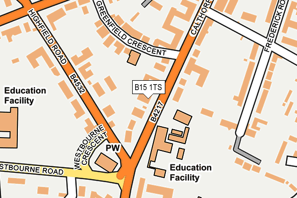 B15 1TS map - OS OpenMap – Local (Ordnance Survey)