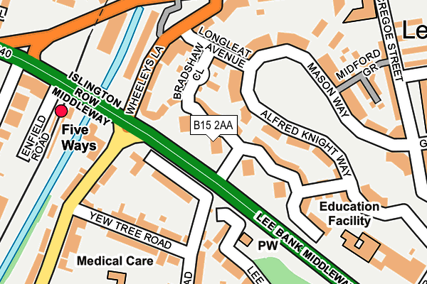 B15 2AA map - OS OpenMap – Local (Ordnance Survey)