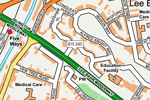 B15 2AD map - OS OpenMap – Local (Ordnance Survey)