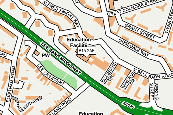 B15 2AF map - OS OpenMap – Local (Ordnance Survey)