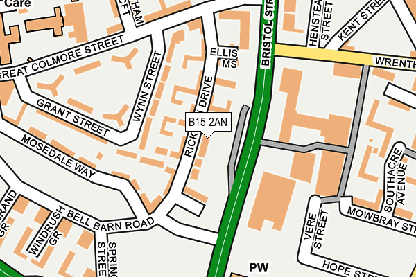 B15 2AN map - OS OpenMap – Local (Ordnance Survey)