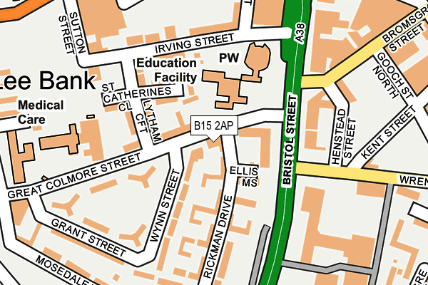 B15 2AP map - OS OpenMap – Local (Ordnance Survey)