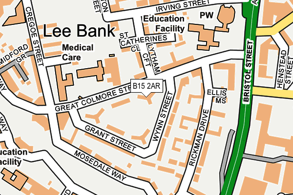 B15 2AR map - OS OpenMap – Local (Ordnance Survey)