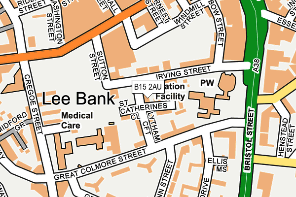 B15 2AU map - OS OpenMap – Local (Ordnance Survey)