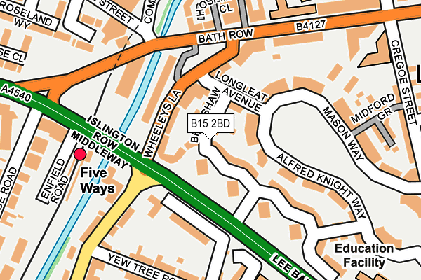 B15 2BD map - OS OpenMap – Local (Ordnance Survey)