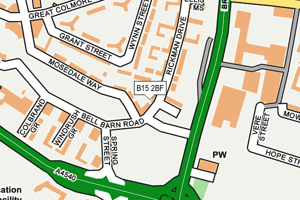 B15 2BF map - OS OpenMap – Local (Ordnance Survey)