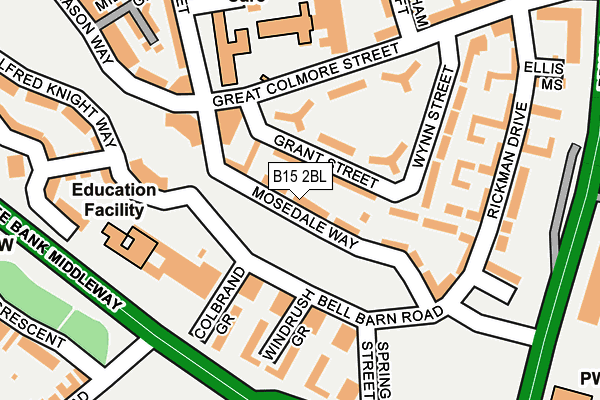 B15 2BL map - OS OpenMap – Local (Ordnance Survey)