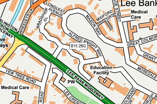 B15 2BQ map - OS OpenMap – Local (Ordnance Survey)