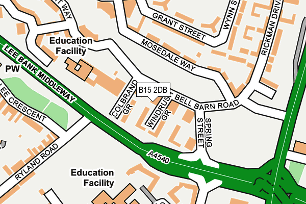 B15 2DB map - OS OpenMap – Local (Ordnance Survey)