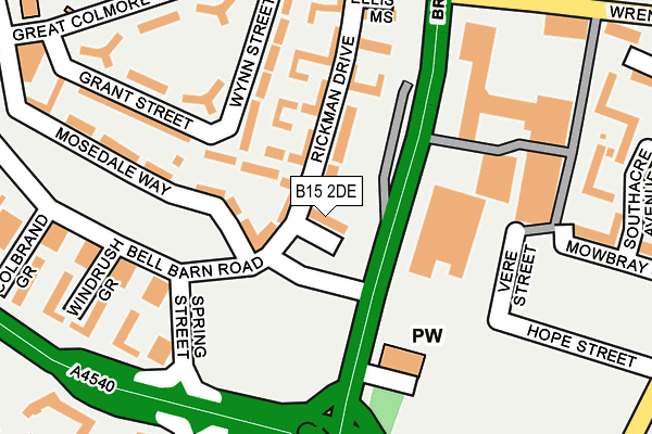 B15 2DE map - OS OpenMap – Local (Ordnance Survey)