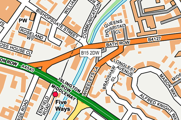B15 2DW map - OS OpenMap – Local (Ordnance Survey)