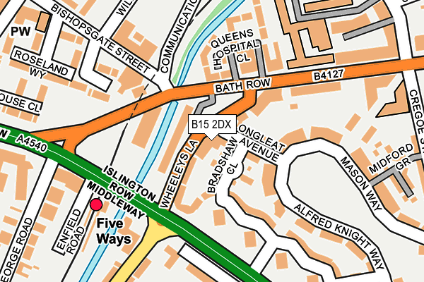 B15 2DX map - OS OpenMap – Local (Ordnance Survey)