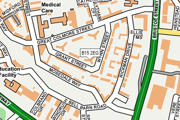 B15 2EG map - OS OpenMap – Local (Ordnance Survey)