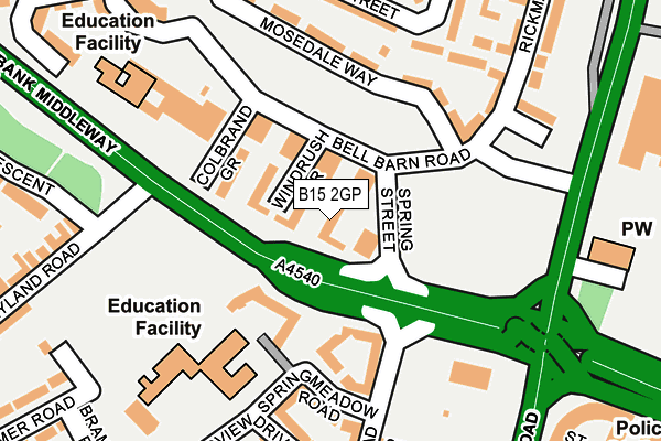 B15 2GP map - OS OpenMap – Local (Ordnance Survey)