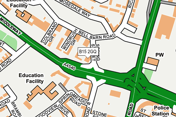 B15 2GQ map - OS OpenMap – Local (Ordnance Survey)