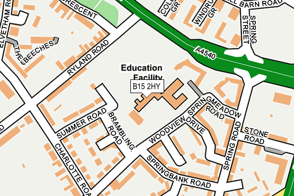 B15 2HY map - OS OpenMap – Local (Ordnance Survey)