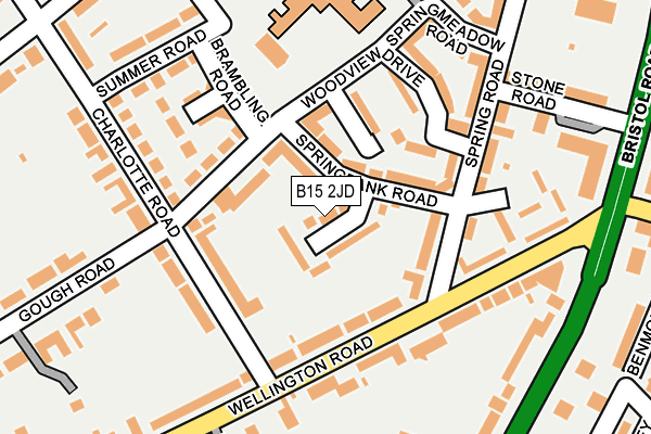 B15 2JD map - OS OpenMap – Local (Ordnance Survey)