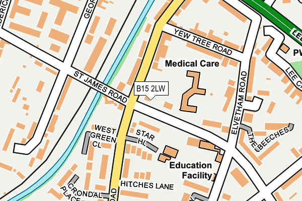 B15 2LW map - OS OpenMap – Local (Ordnance Survey)