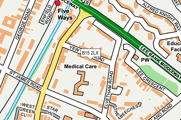 B15 2LX map - OS OpenMap – Local (Ordnance Survey)