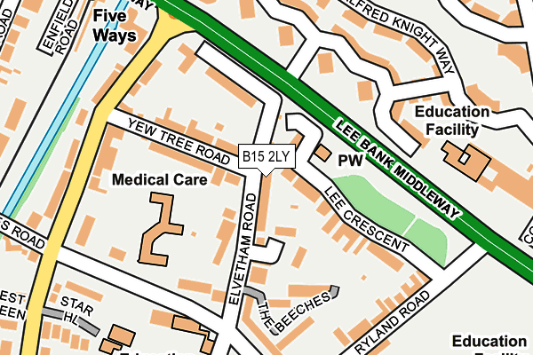 B15 2LY map - OS OpenMap – Local (Ordnance Survey)