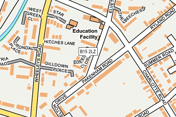 B15 2LZ map - OS OpenMap – Local (Ordnance Survey)