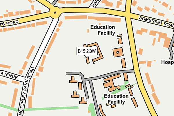 B15 2QW map - OS OpenMap – Local (Ordnance Survey)