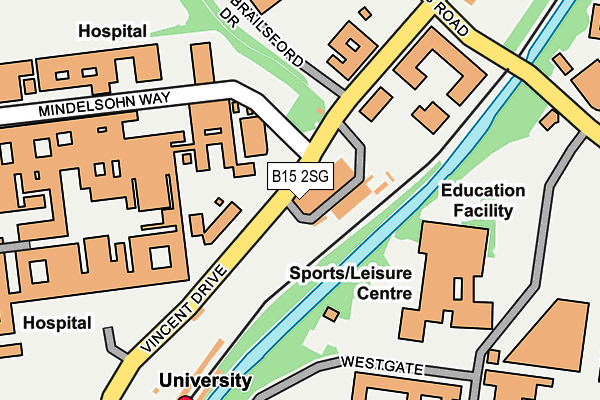 B15 2SG map - OS OpenMap – Local (Ordnance Survey)