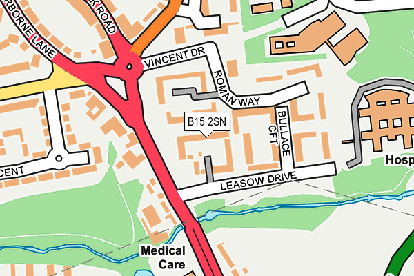 B15 2SN map - OS OpenMap – Local (Ordnance Survey)
