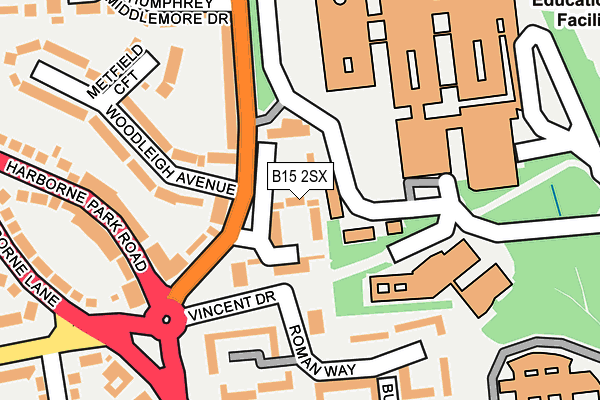 B15 2SX map - OS OpenMap – Local (Ordnance Survey)