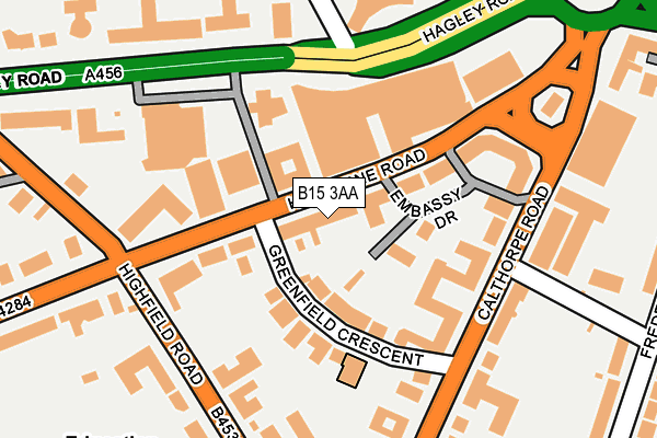B15 3AA map - OS OpenMap – Local (Ordnance Survey)