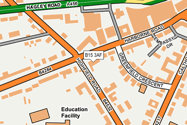 B15 3AF map - OS OpenMap – Local (Ordnance Survey)