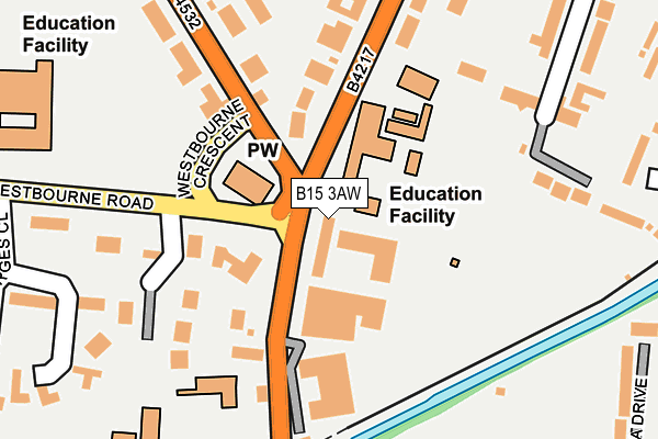 B15 3AW map - OS OpenMap – Local (Ordnance Survey)