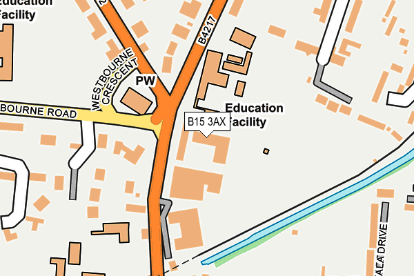 B15 3AX map - OS OpenMap – Local (Ordnance Survey)