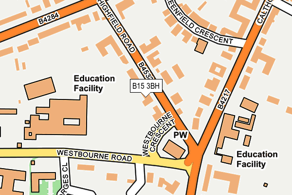 B15 3BH map - OS OpenMap – Local (Ordnance Survey)