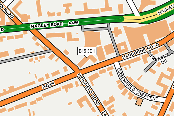 B15 3DH map - OS OpenMap – Local (Ordnance Survey)