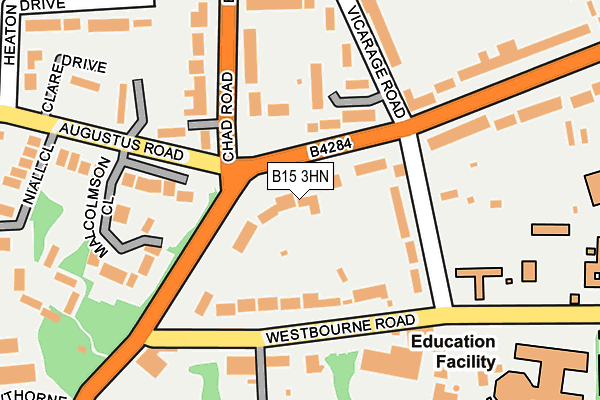 B15 3HN map - OS OpenMap – Local (Ordnance Survey)