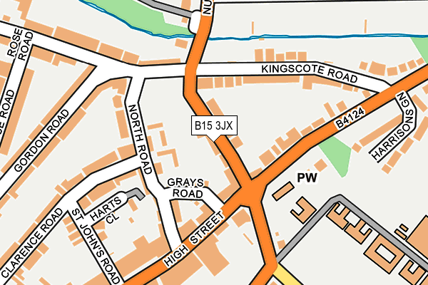 B15 3JX map - OS OpenMap – Local (Ordnance Survey)