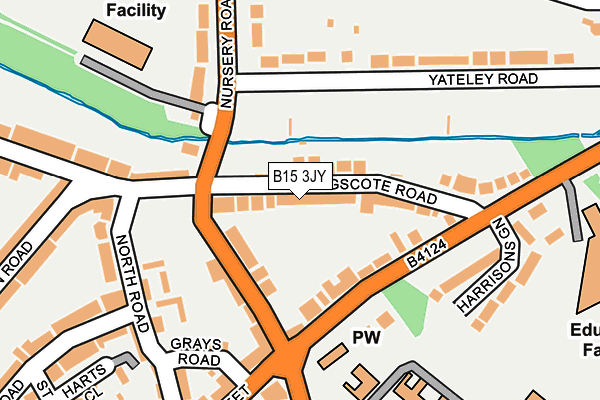 B15 3JY map - OS OpenMap – Local (Ordnance Survey)