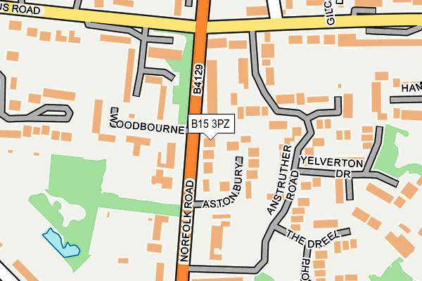 B15 3PZ map - OS OpenMap – Local (Ordnance Survey)