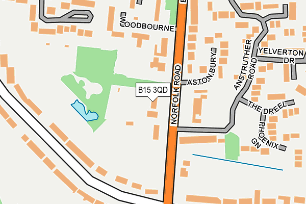 B15 3QD map - OS OpenMap – Local (Ordnance Survey)