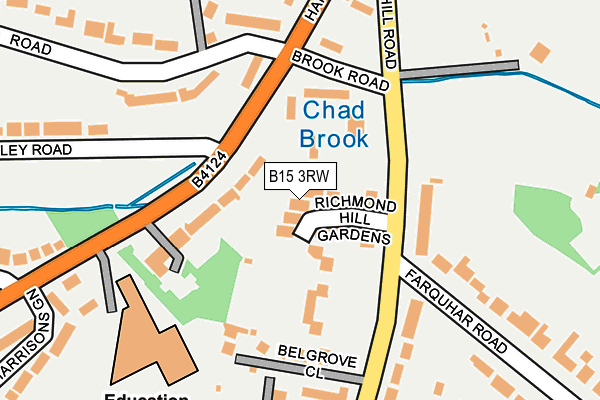 B15 3RW map - OS OpenMap – Local (Ordnance Survey)