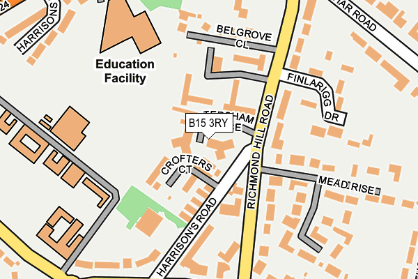 B15 3RY map - OS OpenMap – Local (Ordnance Survey)