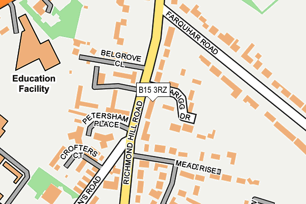 B15 3RZ map - OS OpenMap – Local (Ordnance Survey)