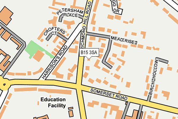 B15 3SA map - OS OpenMap – Local (Ordnance Survey)