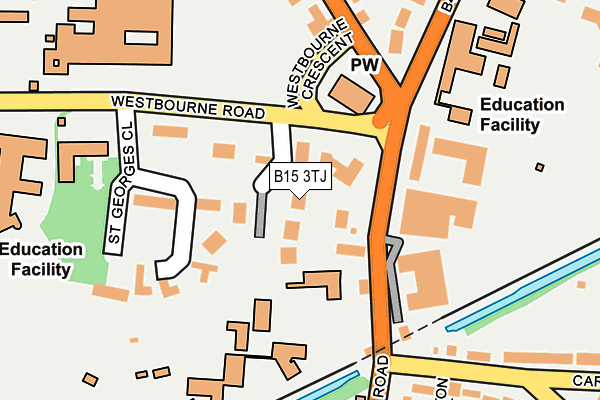 B15 3TJ map - OS OpenMap – Local (Ordnance Survey)
