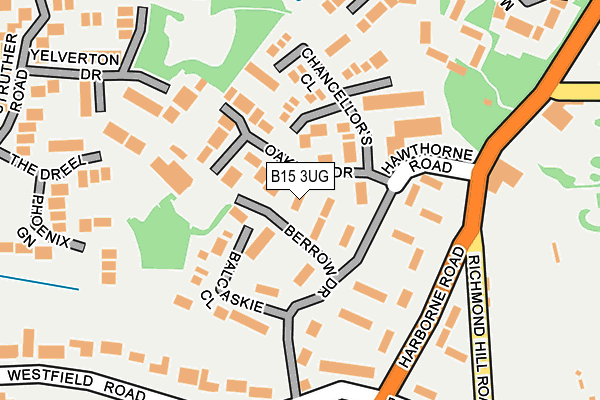 B15 3UG map - OS OpenMap – Local (Ordnance Survey)