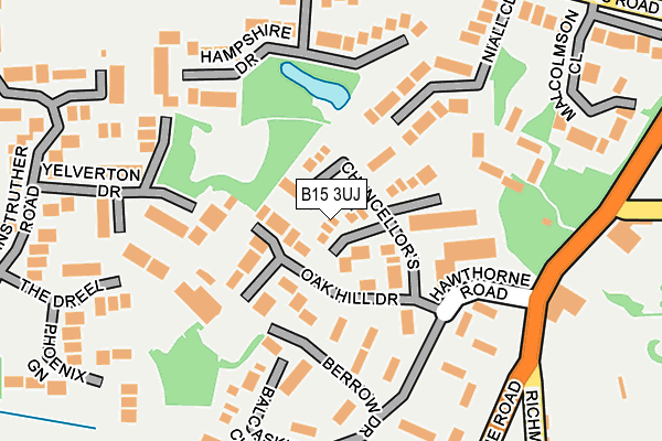 B15 3UJ map - OS OpenMap – Local (Ordnance Survey)